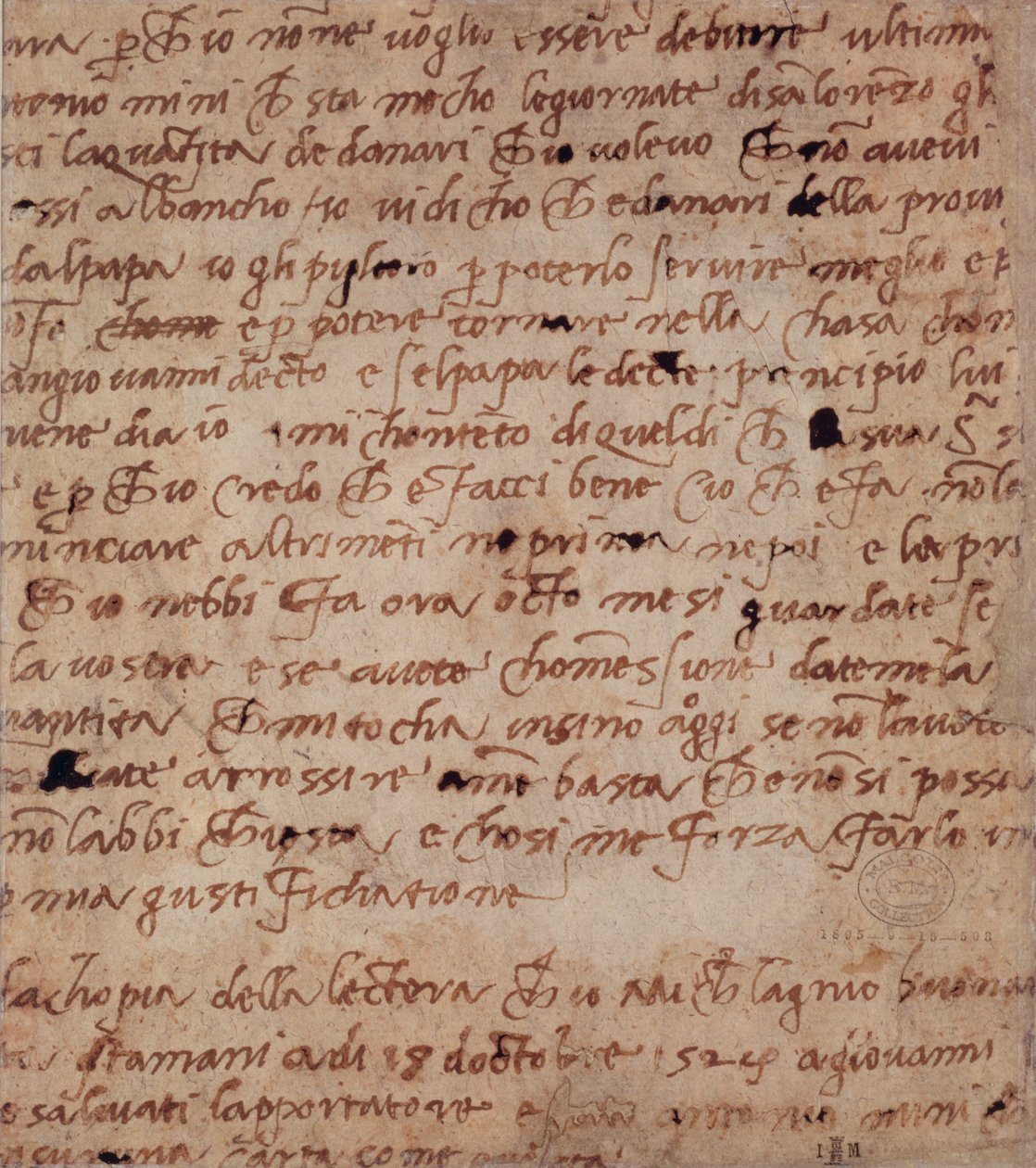 Pagina met handschrift door Michelangelo Buonarroti