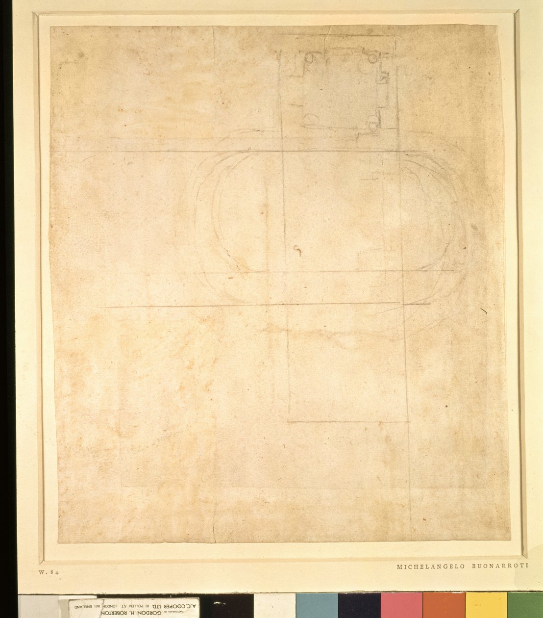 Architecturale tekening door Michelangelo Buonarroti