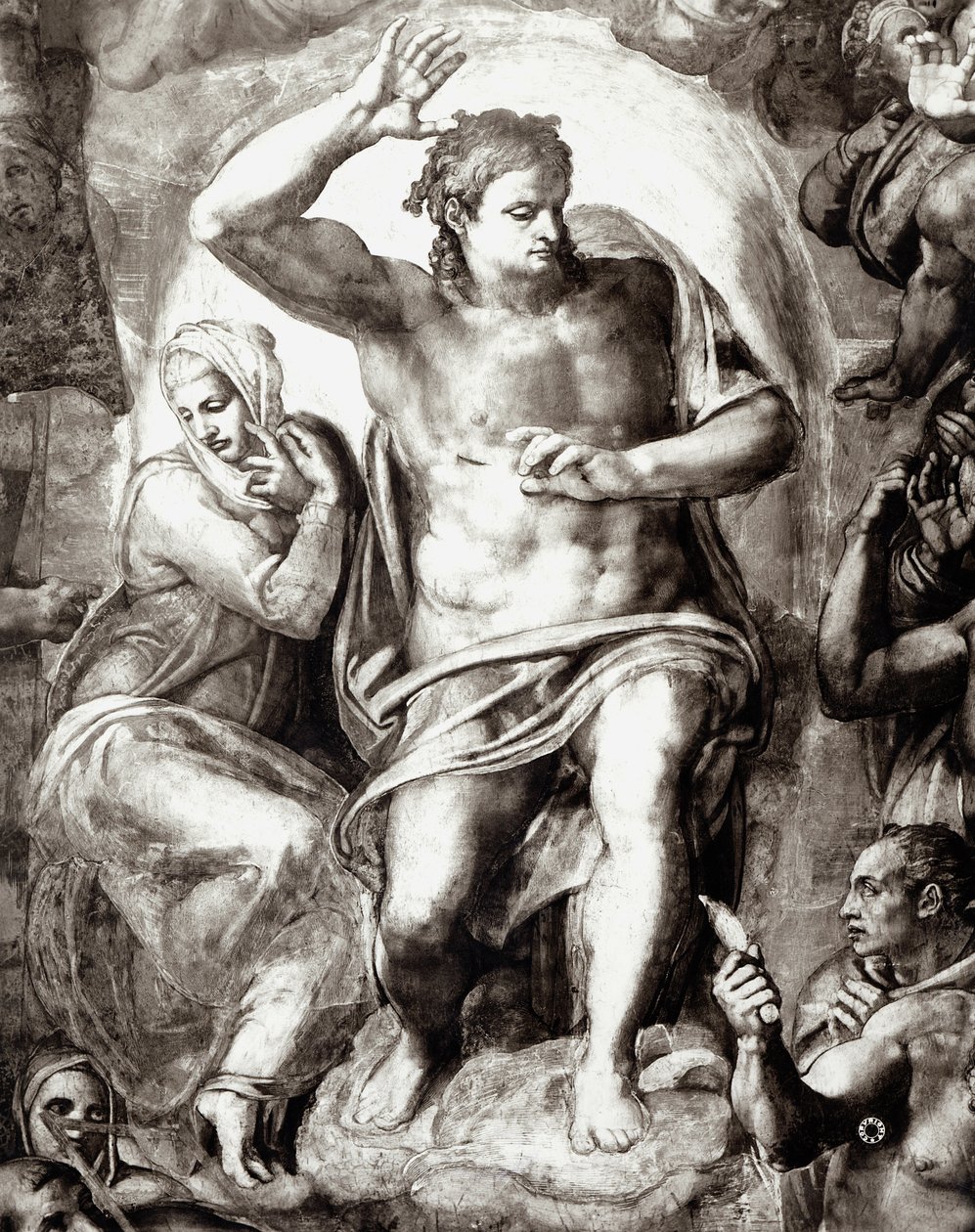 Christus, detail uit Het Laatste Oordeel, 1538-41 door Michelangelo Buonarroti