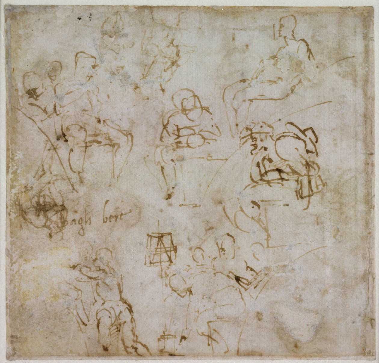Figurenstudie met schrijven, c.1511 door Michelangelo Buonarroti
