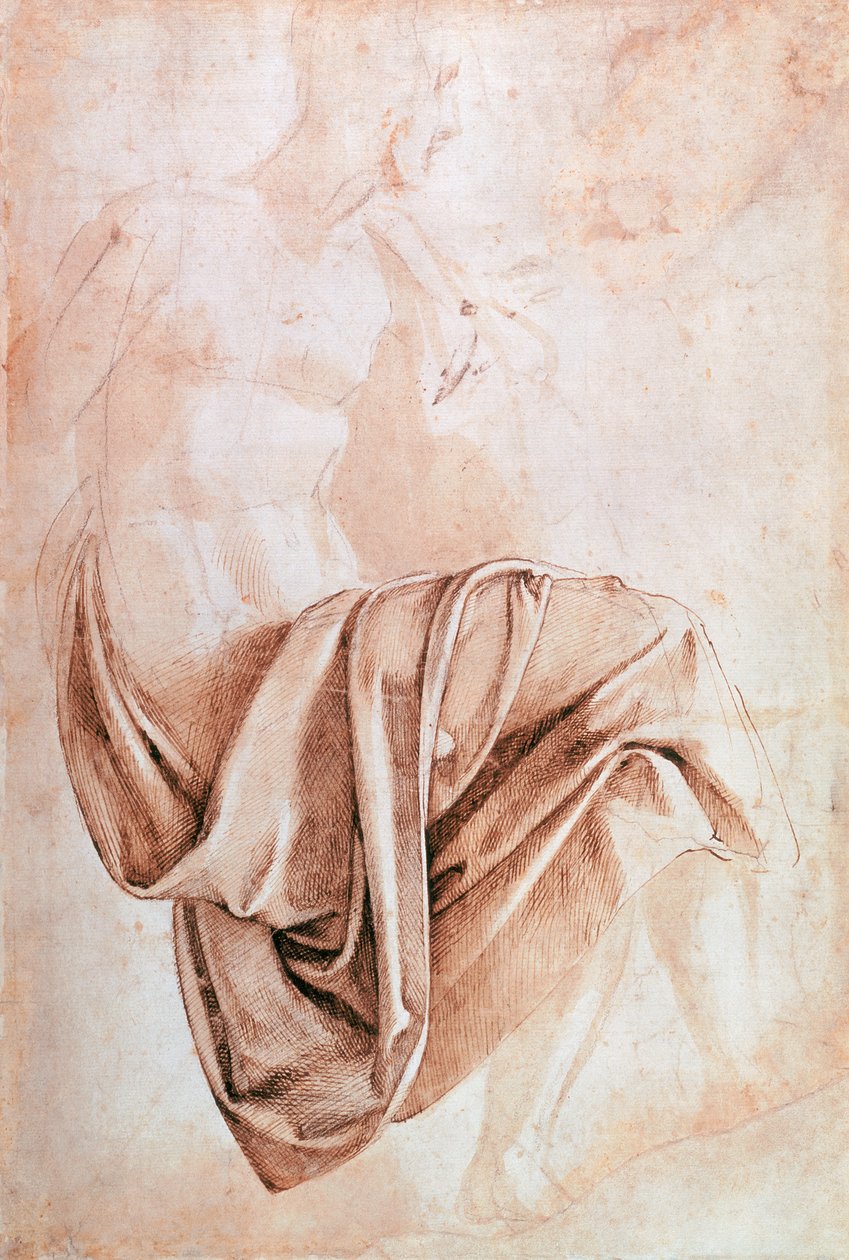 Studie van draperie door Michelangelo Buonarroti