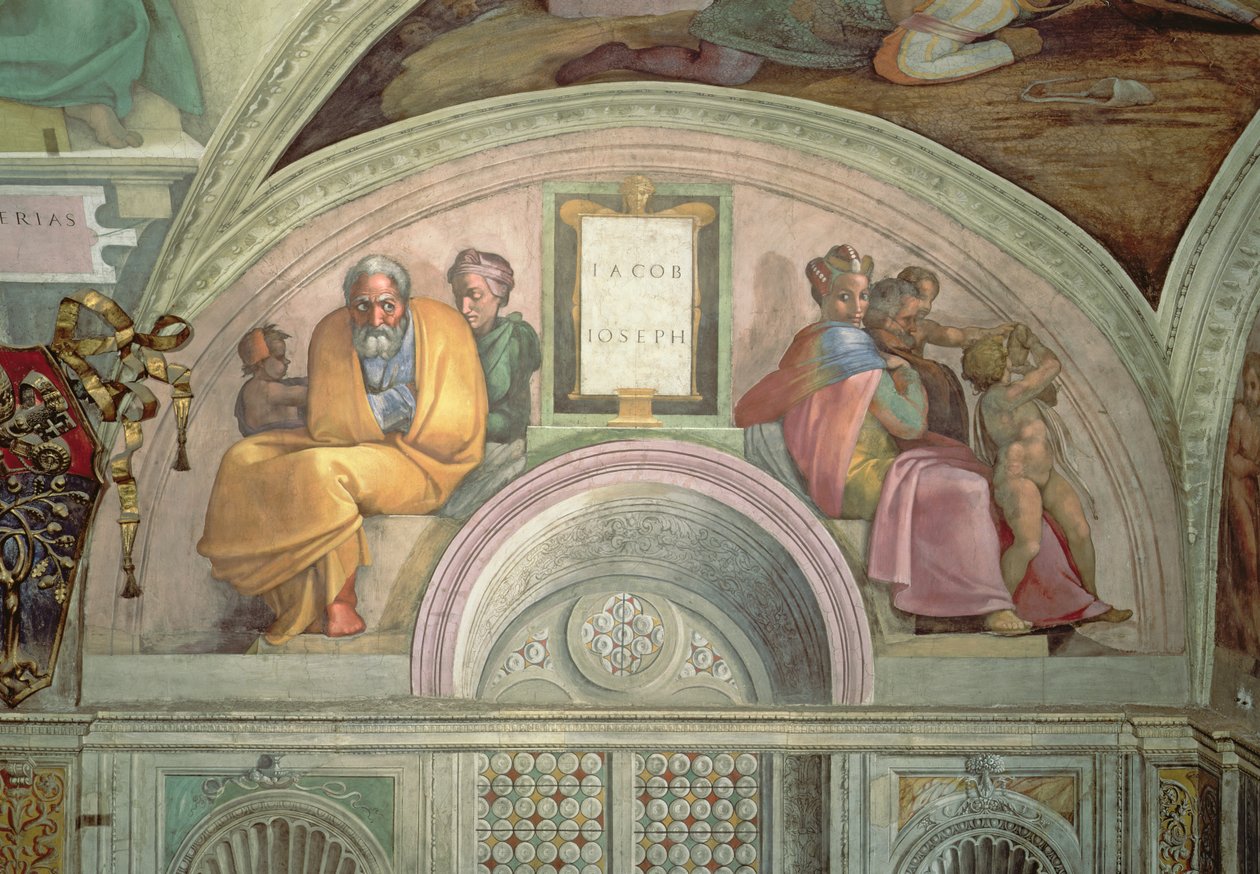 Jacob en Jozef, Sixtijnse Kapel door Michelangelo Buonarroti