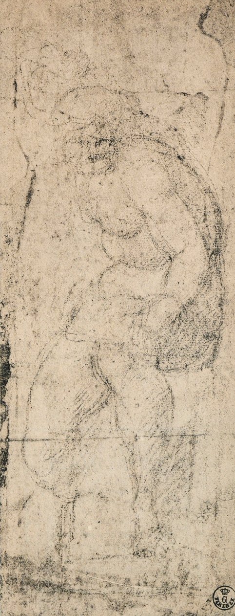 Mannelijk naakt, studie door Michelangelo door Michelangelo Buonarroti