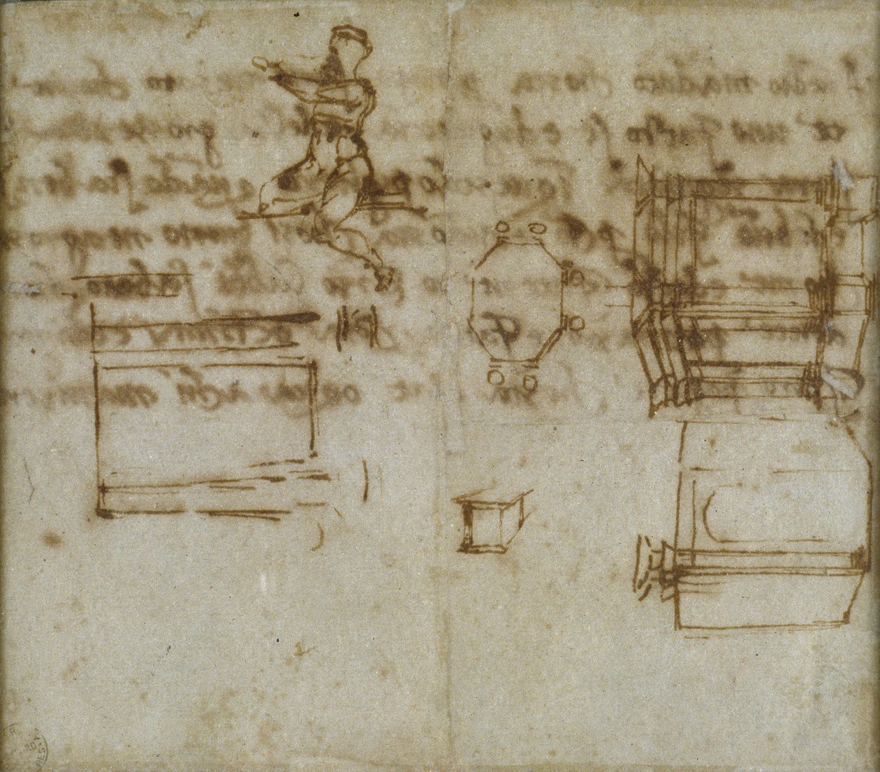 Studie van een achthoekig gebouw door Michelangelo Buonarroti