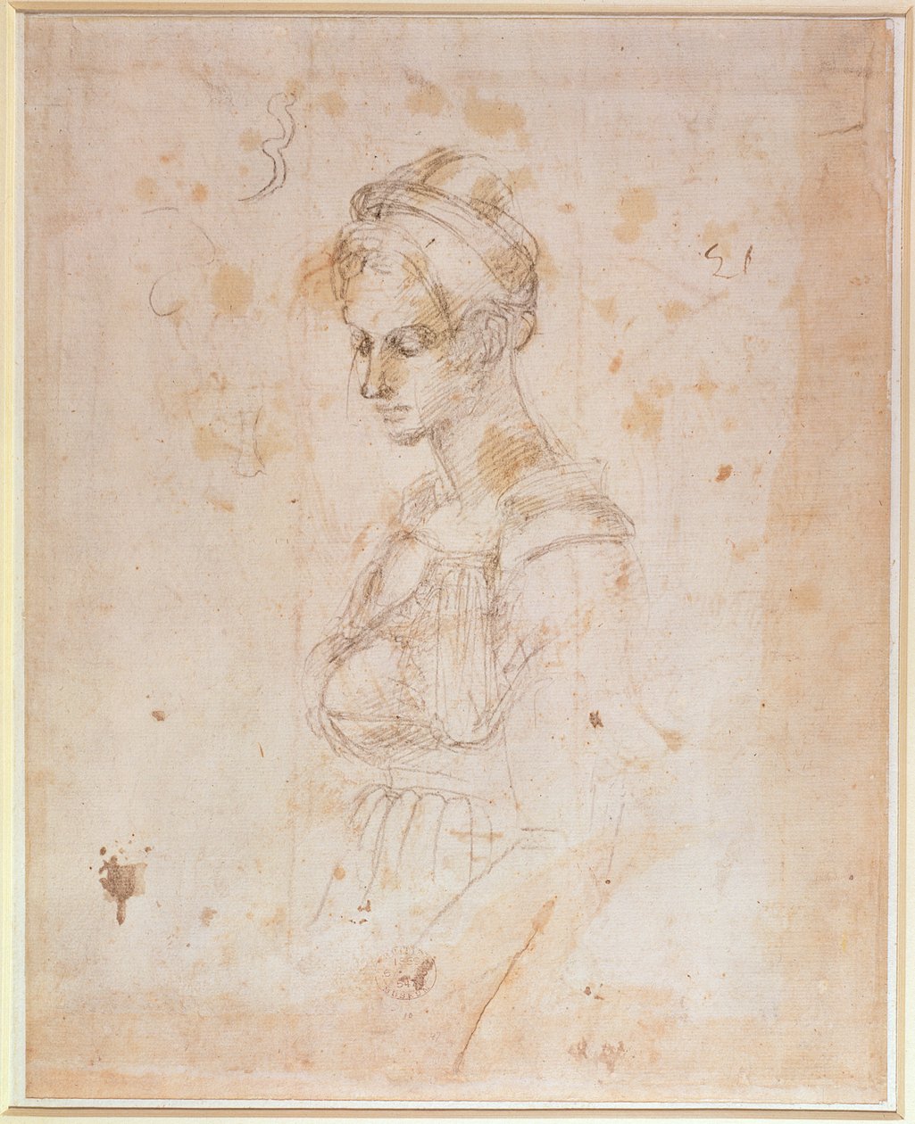 W.41 Schets van een vrouw door Michelangelo Buonarroti