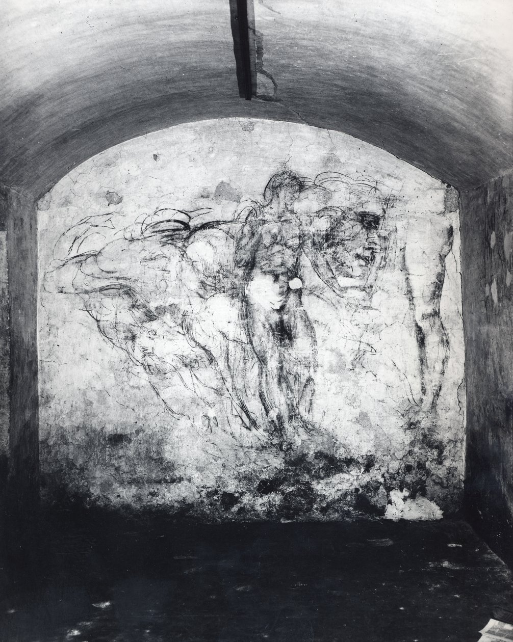 Muurschildering van figuren, ca. 1530 door Michelangelo Buonarroti