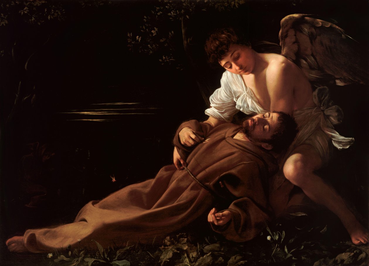 Franciscus van Assisi in extase door Michelangelo Merisi Caravaggio