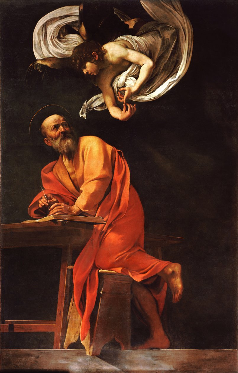 De Inspiratie van Sint-Matteüs door Michelangelo Merisi Caravaggio