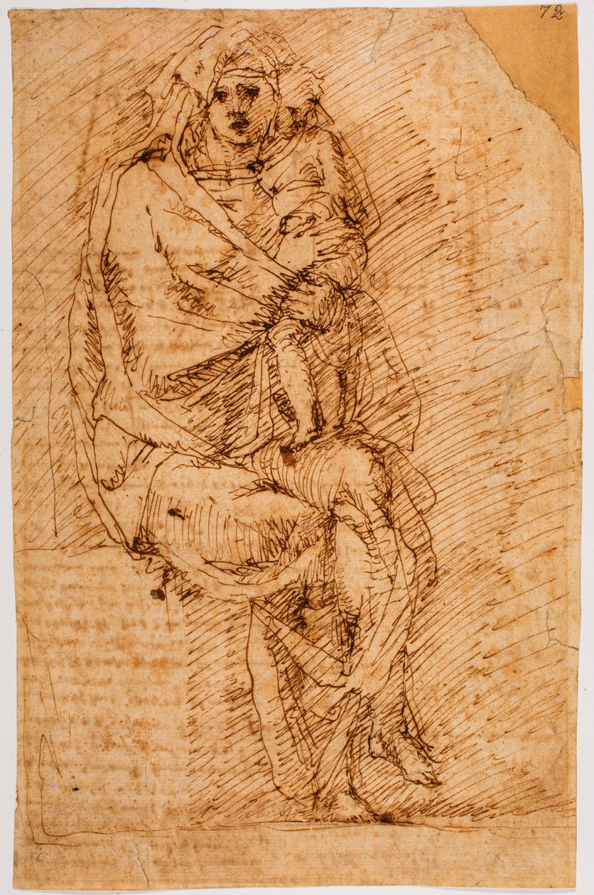 Madonna en Kind door Michelangelo (after) Buonarroti