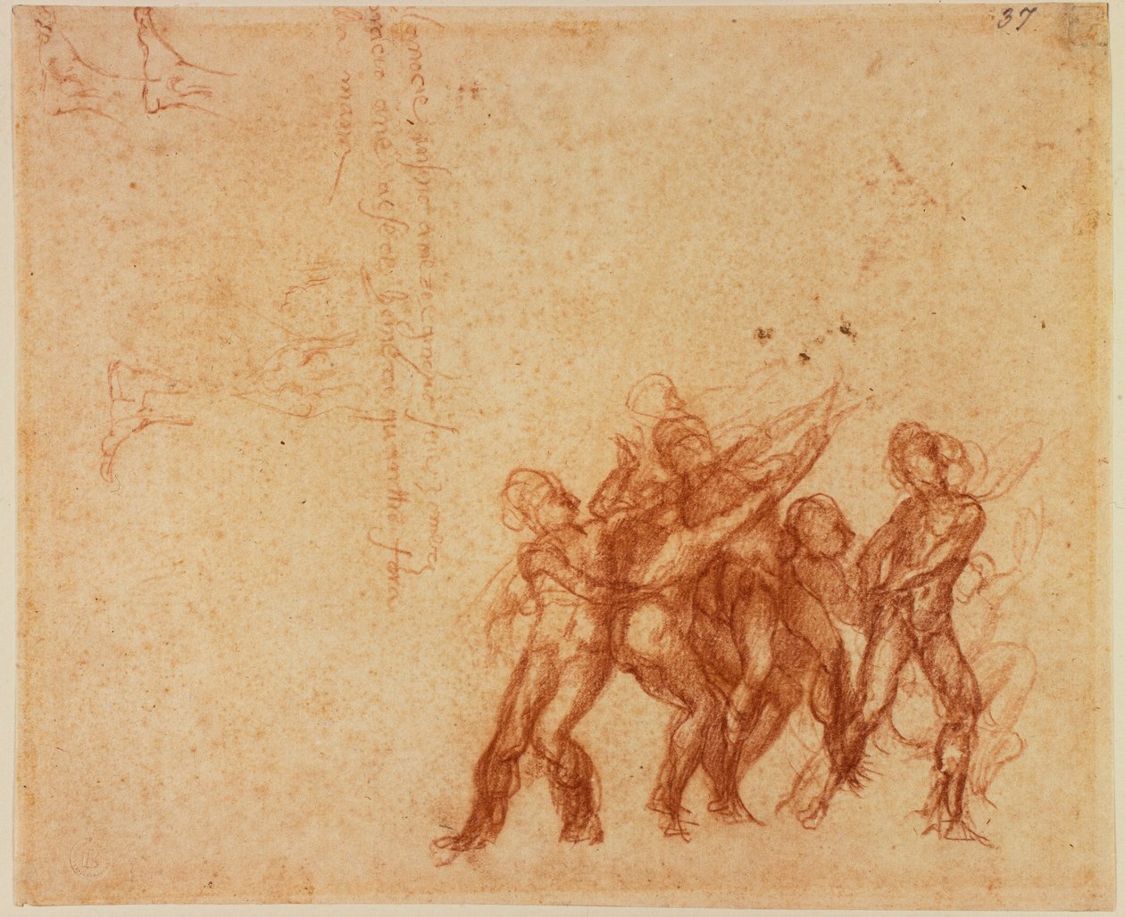 Studies van naakte figuren door Michelangelo (after) Buonarroti