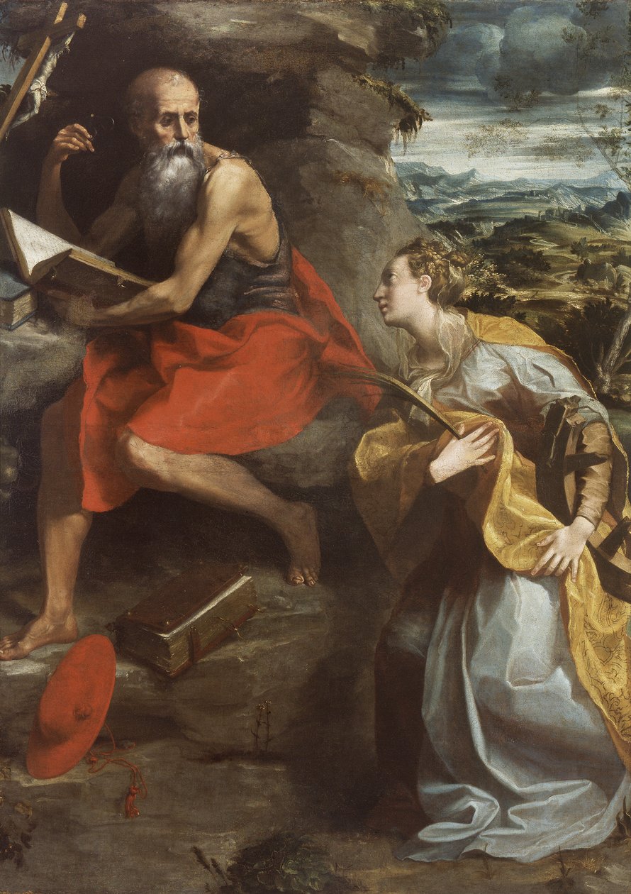 St. Hiëronymus en St. Catharina van Alexandrië door Michelangelo Anselmi
