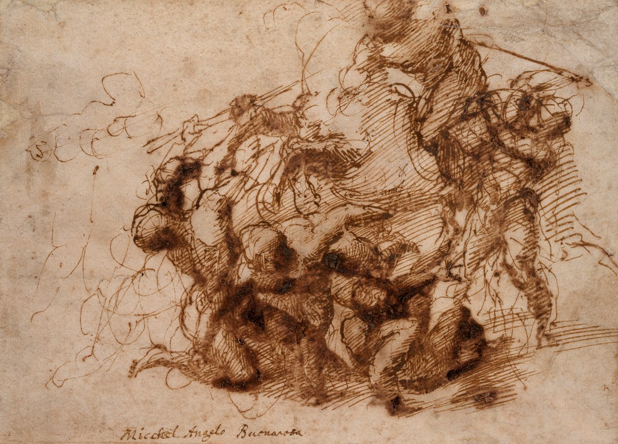 Een gevechtsscène door Michelangelo Buonarroti