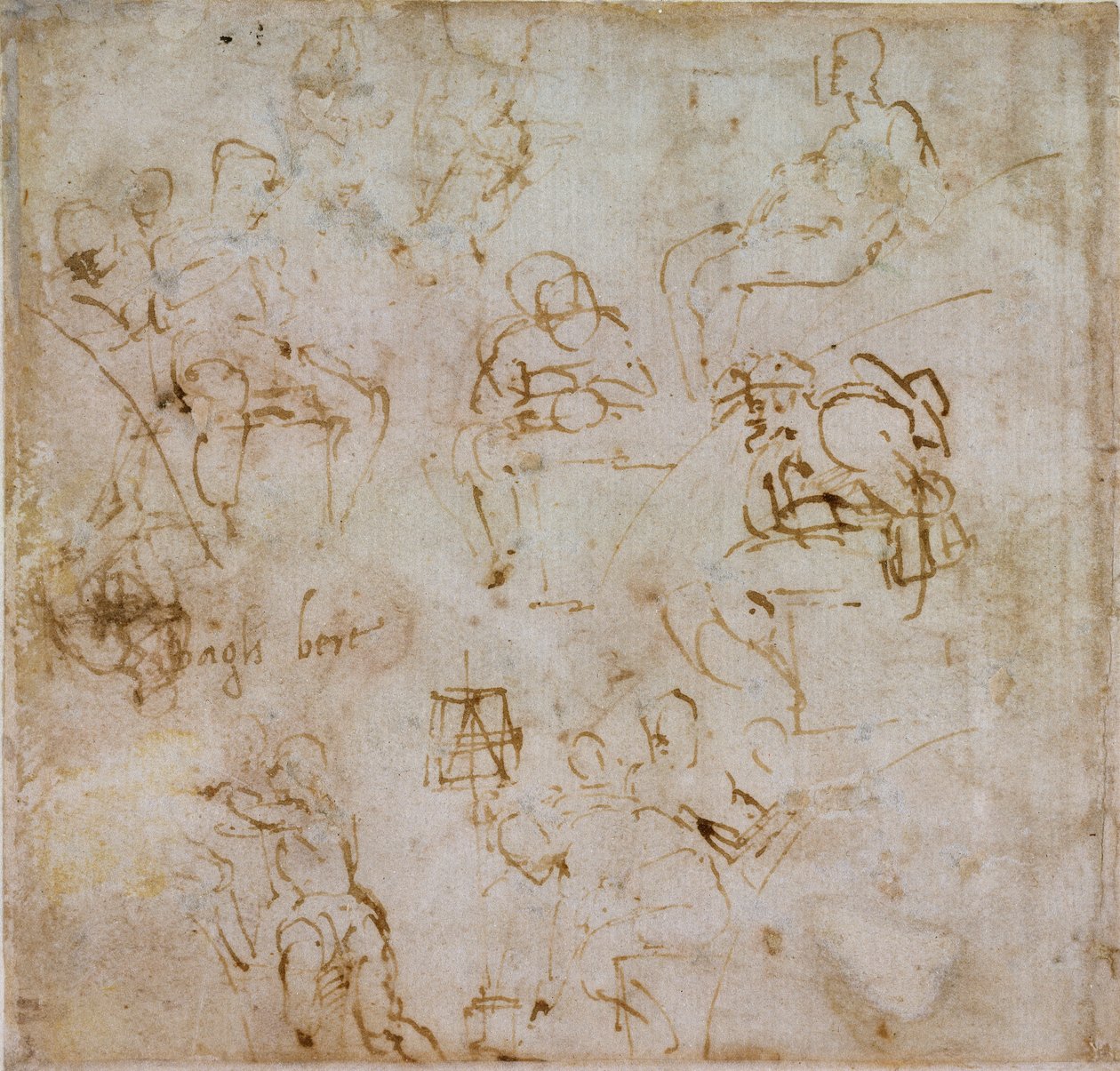 Acht kleine Figurenstudies door Michelangelo Buonarroti
