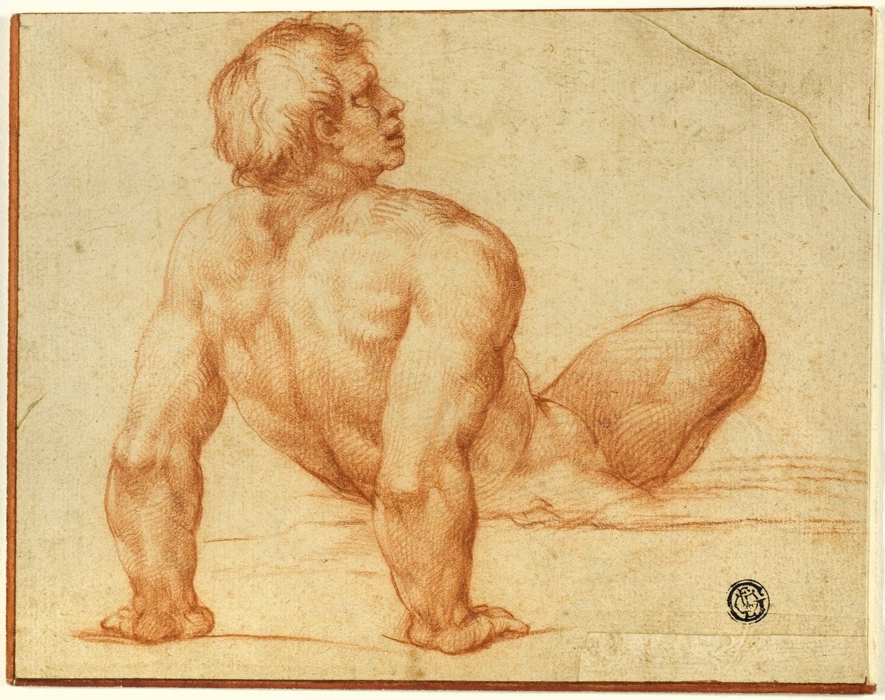 Zittende Mannelijke Naakt door Michelangelo Buonarroti