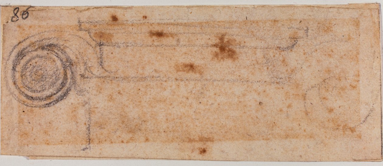 Studie van Ionisch kapiteel door Michelangelo Buonarroti