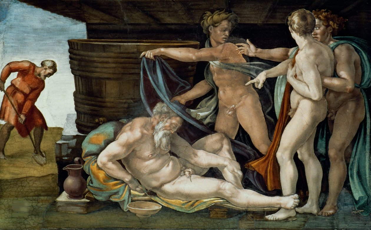 De Dronkenschap van Noach door Michelangelo Buonarroti