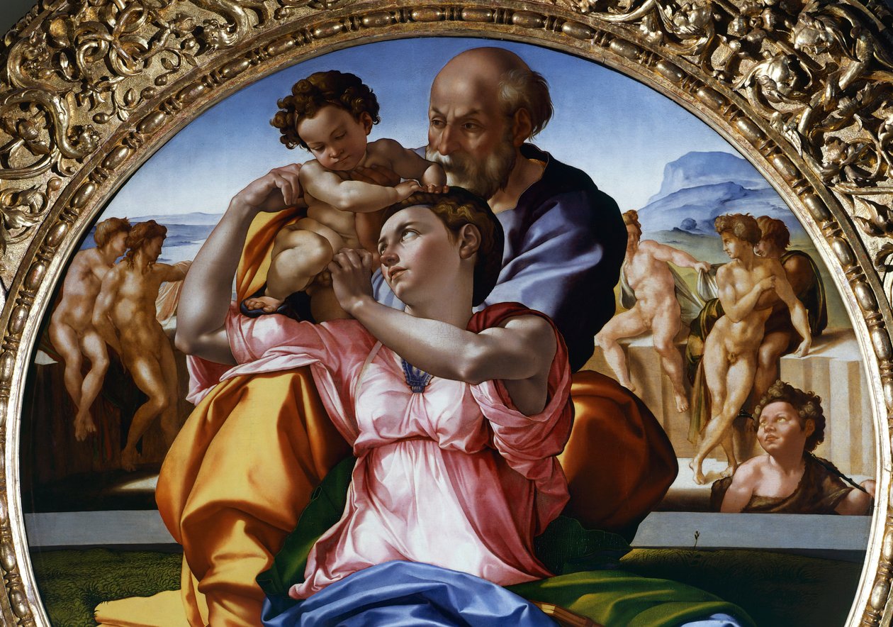 De Heilige Familie of Tondo Doni door Michelangelo Buonarroti