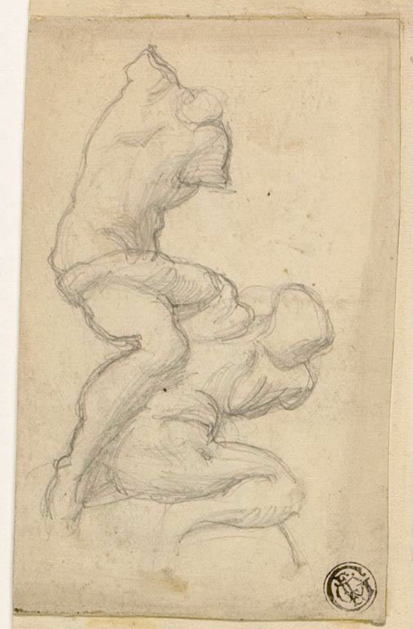 Twee Worstelende Figuren door Michelangelo Buonarroti
