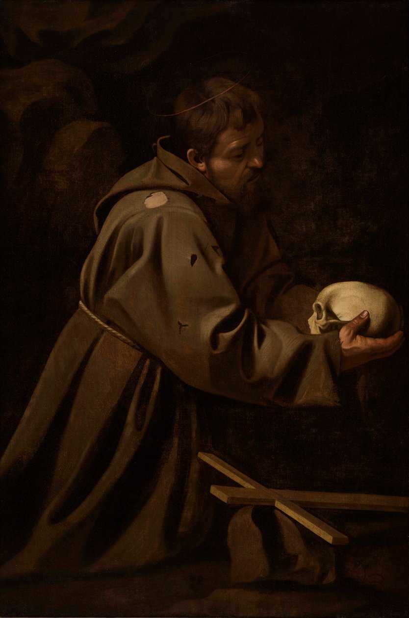 Sint Franciscus in Meditatie door Michelangelo Caravaggio