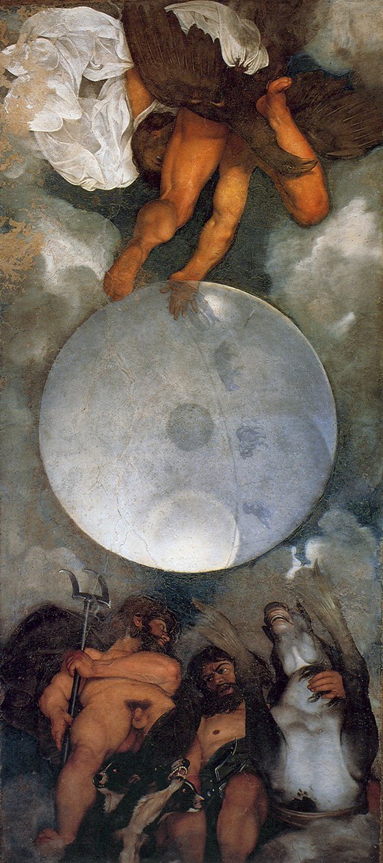 Jupiter, Neptunus en Pluto, ca. 1597 door Michelangelo Merisi Caravaggio