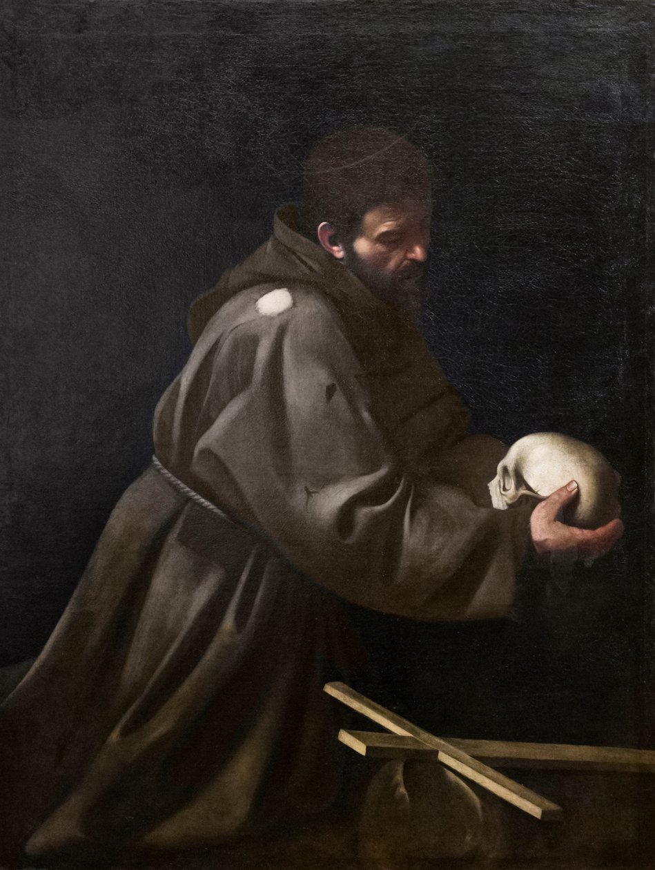 Sint Franciscus in meditatie door Michelangelo Merisi da Caravaggio