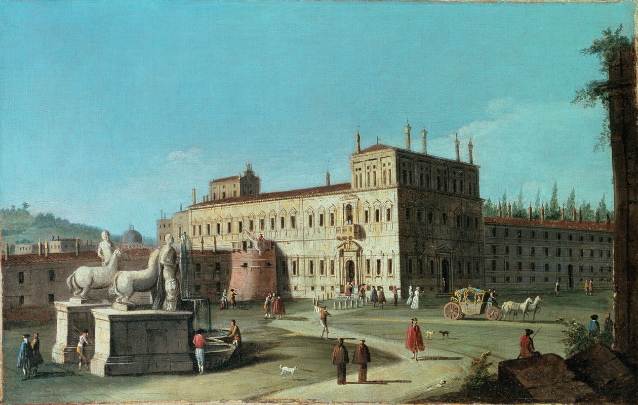 Uitzicht op het Palazzo del Quirinale, Rome door Michele Marieschi
