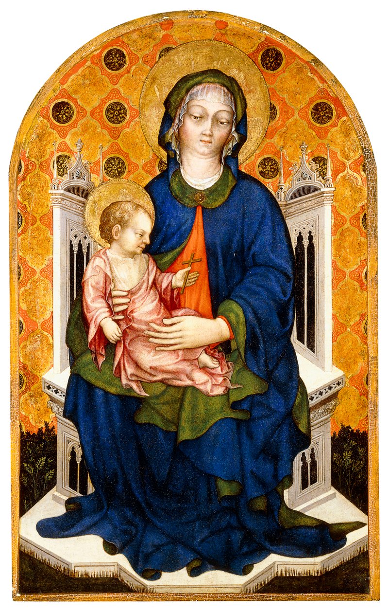 De Madonna en Kind op de Troon door Michele Giambono