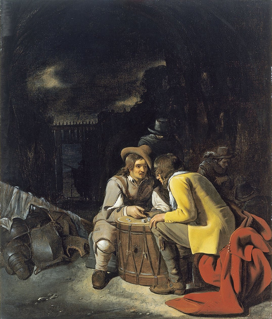 Soldaten die dobbelen door Michiel Sweerts