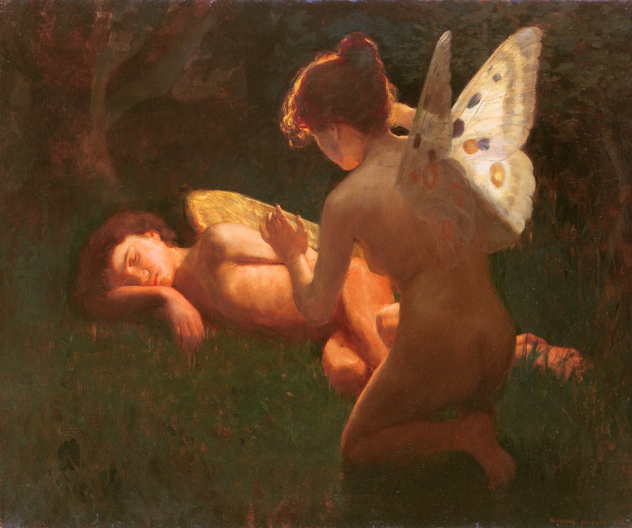 Cupido en Psyche, 1898 door Middleton Jameson