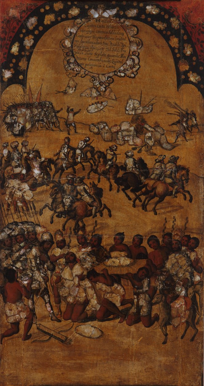 De Verovering van Mexico. Tafel II door Miguel Gonzales