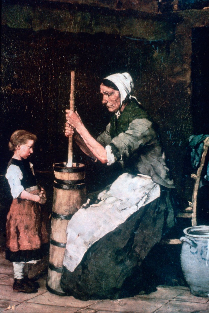 Vrouw bij de Boterkarn door Mihály Munkácsy