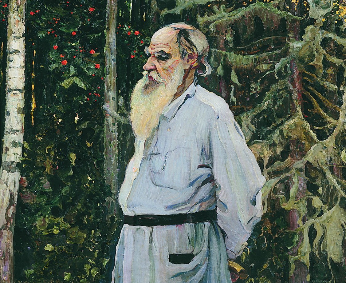 Leo Tolstoy 1828-1910 door Mikhail Vasilievich Nesterov