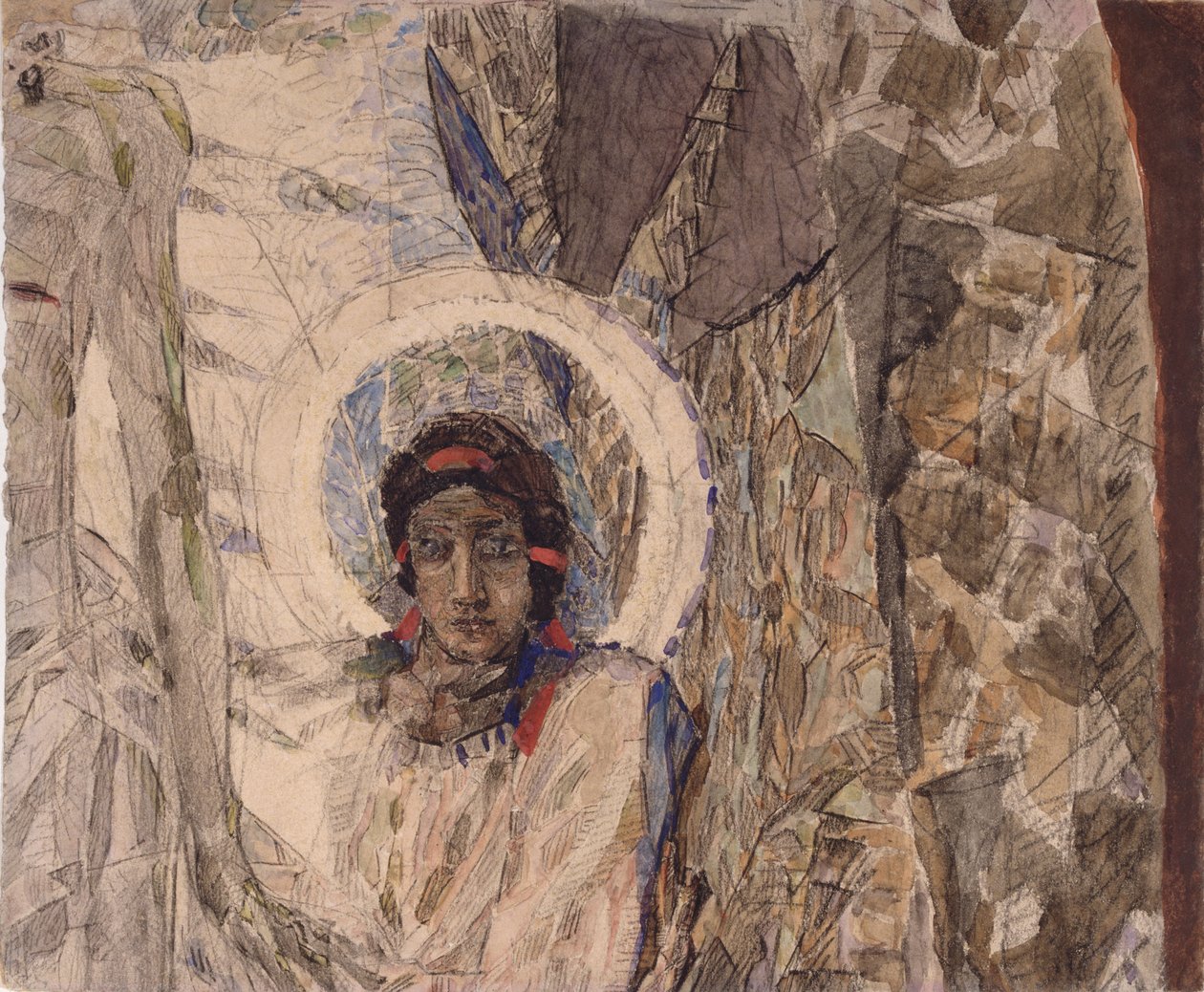 Engelenhoofd, 1887 door Mikhail Aleksandrovich Vrubel