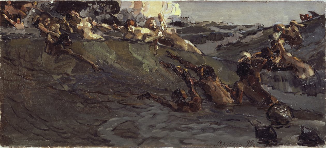 Spelende najaden en tritons, 1899 door Mikhail Aleksandrovich Vrubel