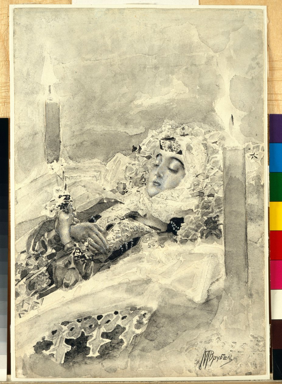 Tamara in de kist door Mikhail Aleksandrovich Vrubel