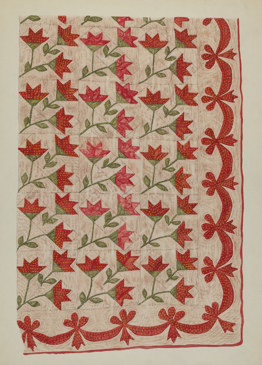 Geappliqueerde quilt door Mildred E. Bent