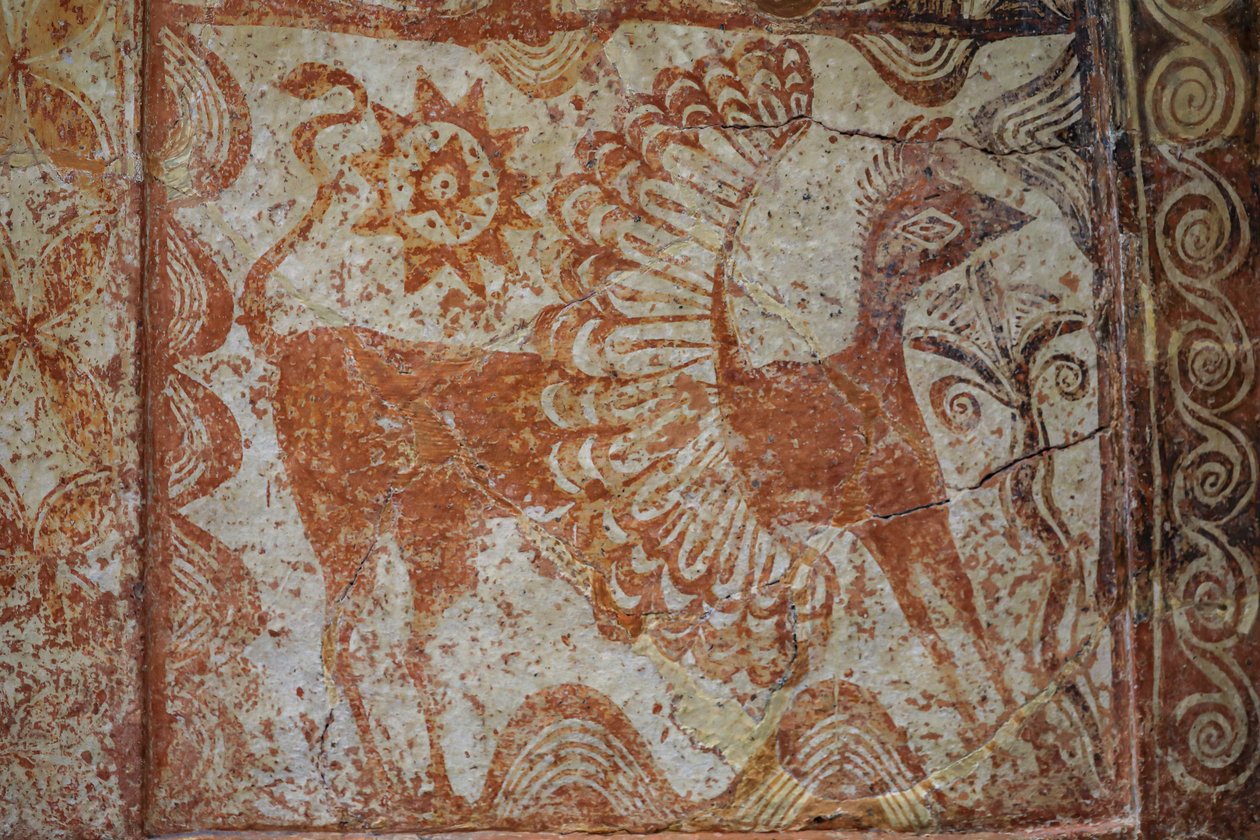 Kist larnax met zadeldak, 1370-1300 v.Chr. door Minoan