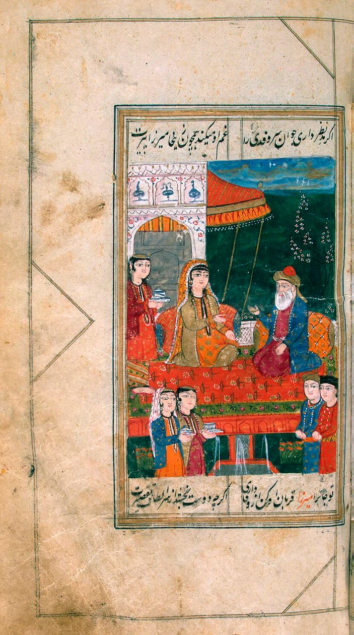 Miniatuur uit het manuscript Divan, 1813 door Mirza Khan Kabuli.