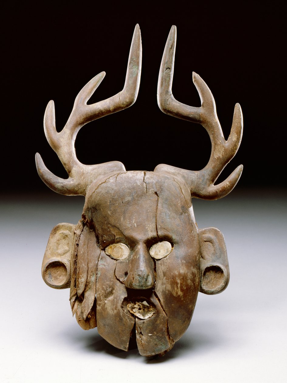 Masker met gewei, 1400-1600 door Mississippian culture