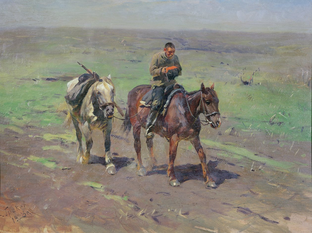 Aan het Budennyy-detachement, 1923 door Mitrofan Borisovic Grekov