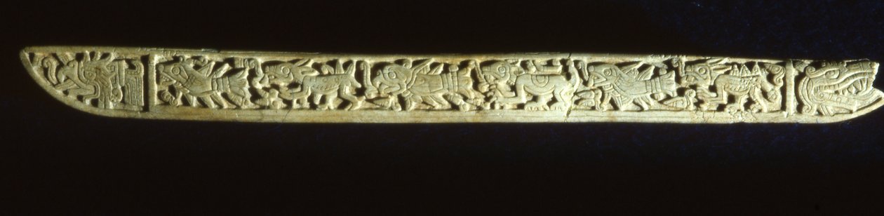 Gehouwen Jaguarbot, uit Graf 7, Monte Alban, Oaxaca, Post Klassieke periode door Mixtec