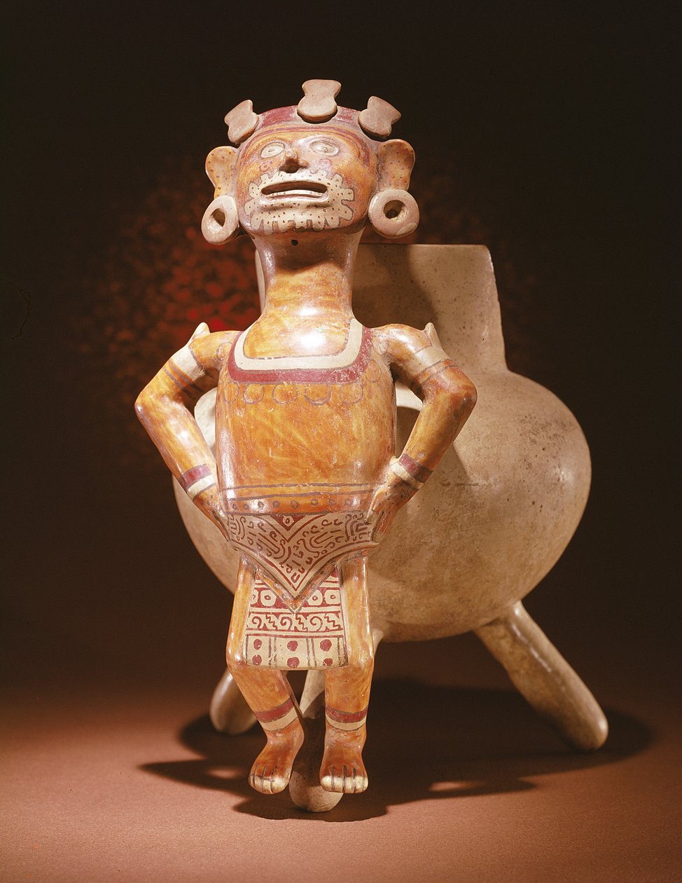Driepootvaas met een beeltenisfiguur, uit Miahuatlan, Oaxaca door Mixtec