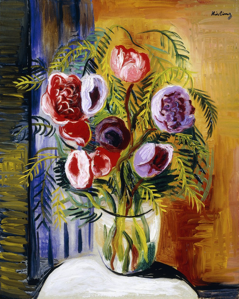 Bloemen in een vaas door Moise Kisling
