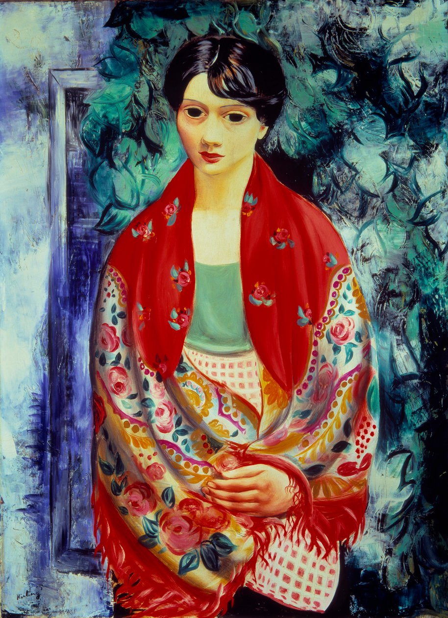 Pools Meisje, 20e eeuw (olieverf op doek) door Moise Kisling