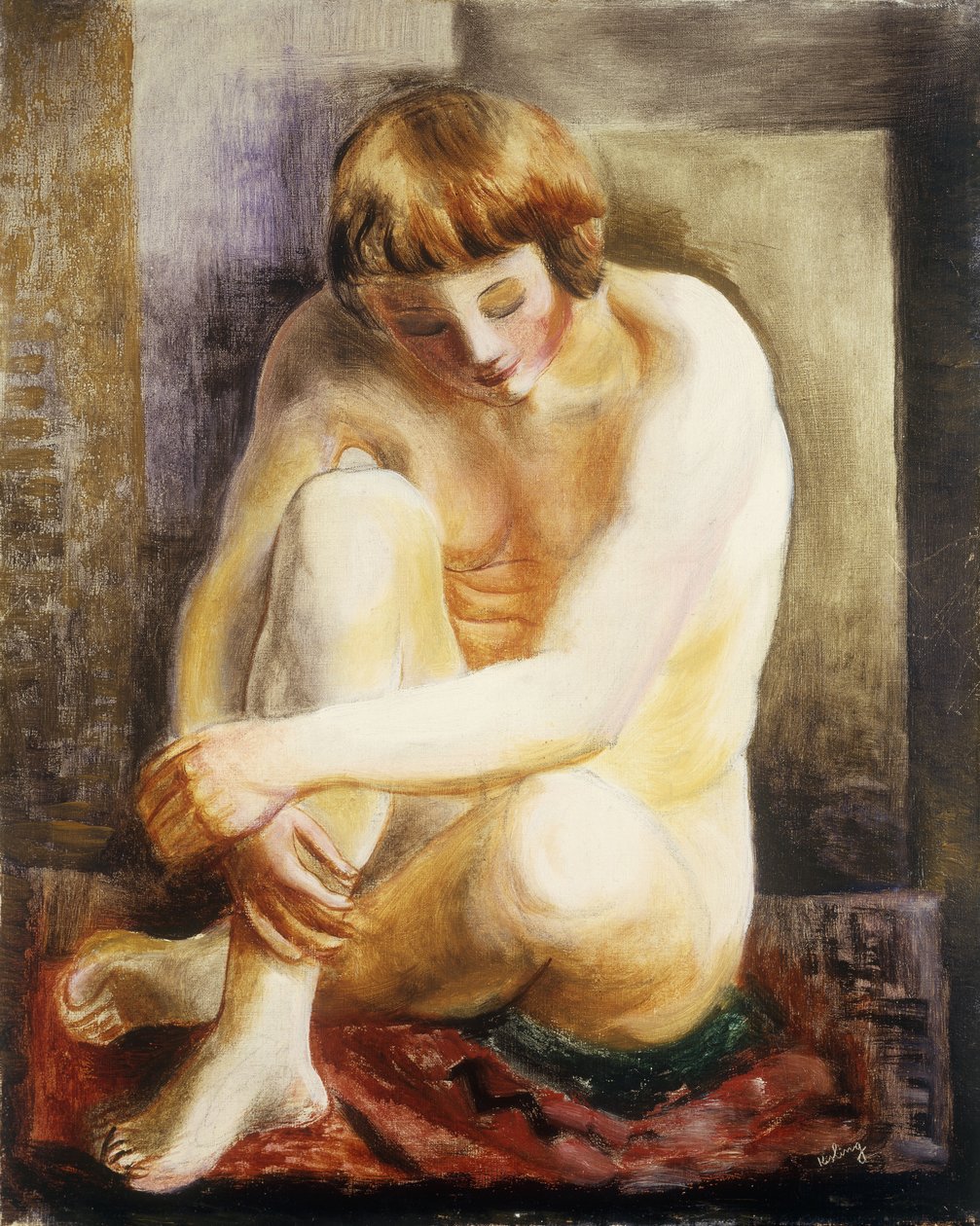 Zittend naakt; Nu Assis door Moise Kisling