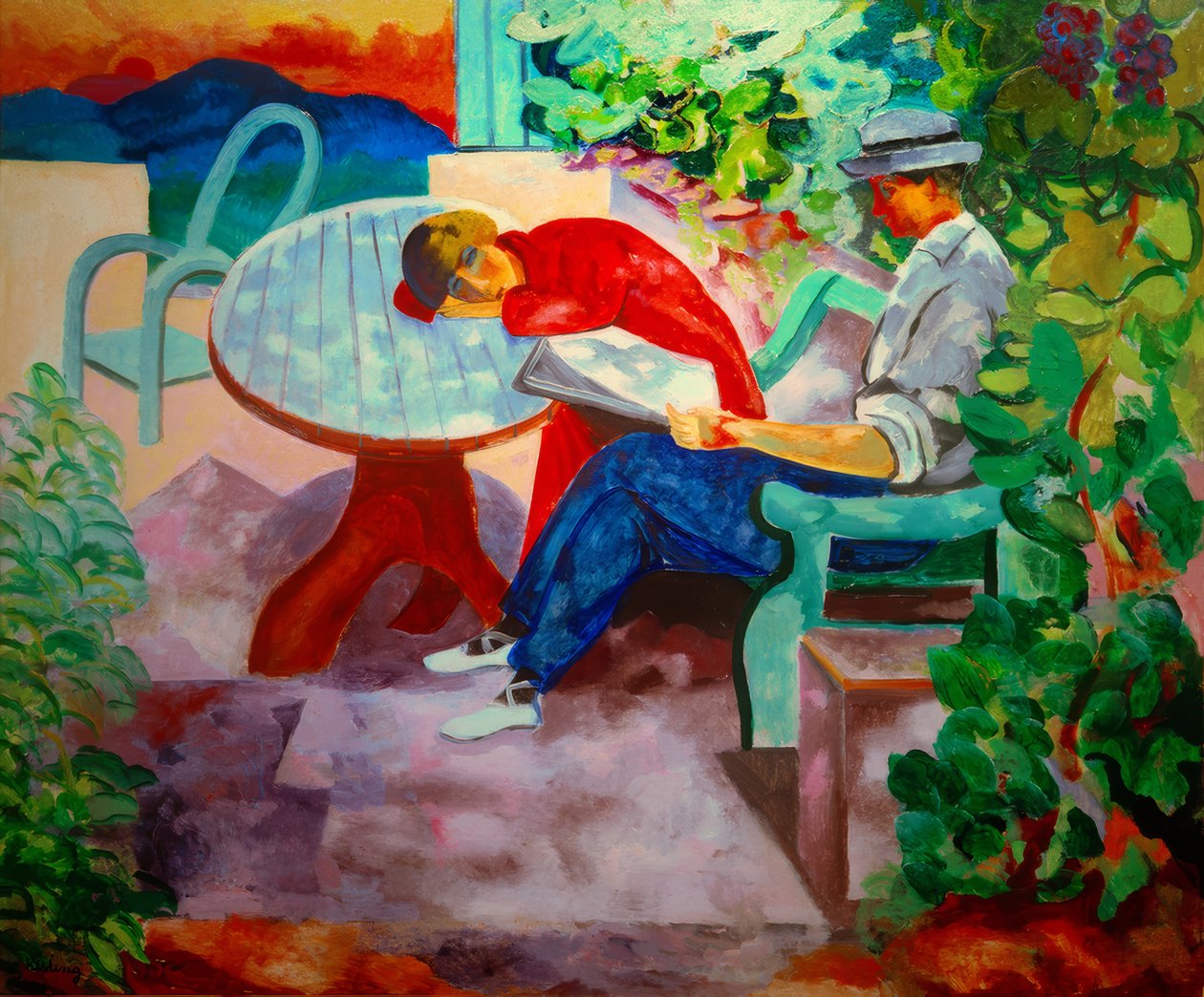 Siësta in Saint-Tropez (Kisling met Renée) door Moise Kisling