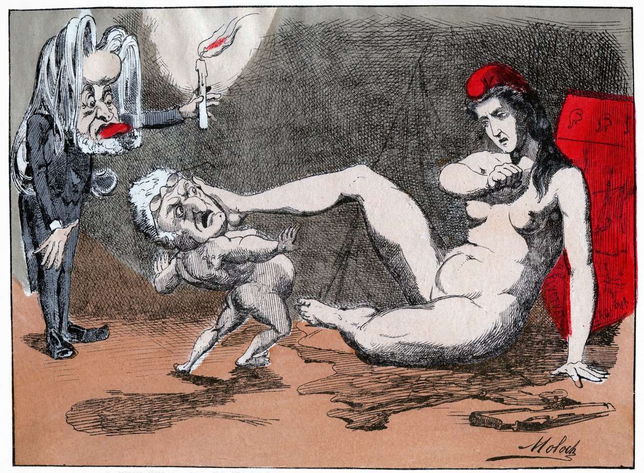 Adolphe Thiers verkracht Marianne, ca. 1875 door Moloch (1849 1909)
