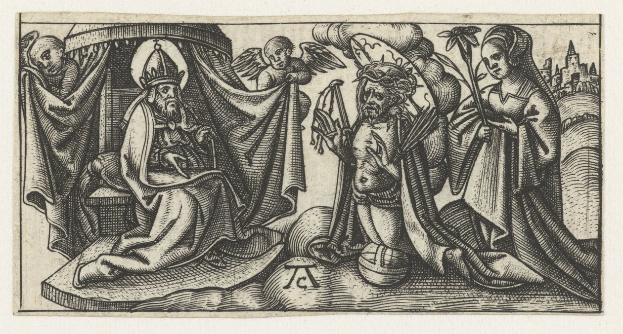 Christus voor Gods troon door Monogrammist AC
