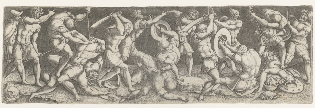 Gevecht tussen Romeinse soldaten door Monogrammist AC