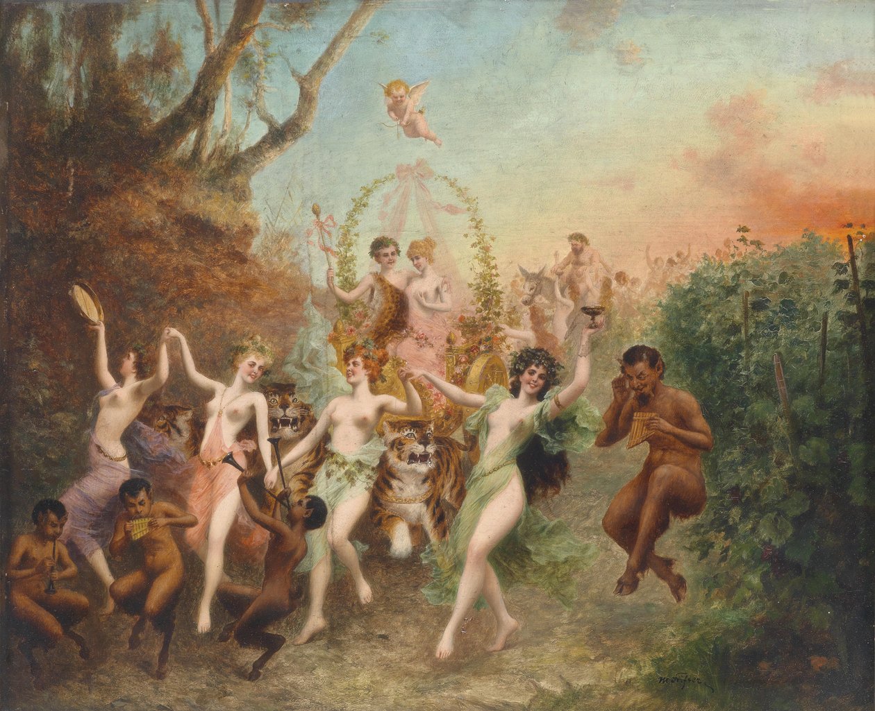 Feest van faunen en nimfen door Moritz Stifter
